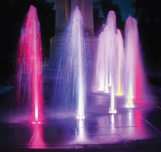 animated-illuminated-drydeck-fountain Illuminated animated fountains create incredible displays even at night